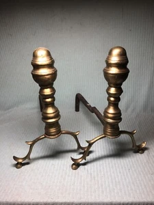 Antike Andirons aus Messing & Eisen vor 1890 EG - Bild 1 von 3