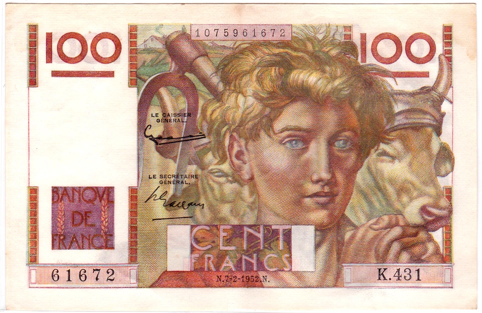 Mazuma *F2470 France 1952 100 Francs 1075961672 GEF-AUNC - Image 1 of 2