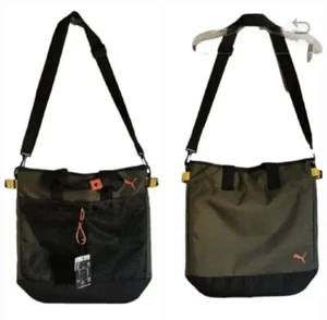 PUMA Eco Tote Bag Convertible Messenger Commuter Laptop Slv Canvas Green Blk NWT - Picture 1 of 6