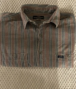 GUESS Georges Marciano Striped Check Button Shirt Large USA Red Blue Vtg 90s - Picture 1 of 9