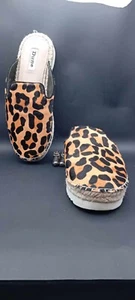 Dune: Leopard Print Slip On Mules With Small Espadrille Accent Size 5 - Picture 1 of 4