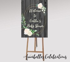 Printable Welcome Sign Baby Shower / Hens / Bridal Rustic Wooden Floral 