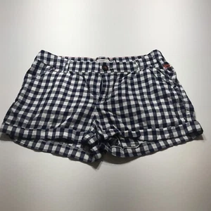 LOGG H&M Shorts Girls Youth Size 13-14 Blue White Gingham Check Cotton Cuffed - Picture 1 of 13