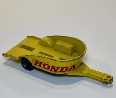Matchbox Rare Honda Motor Cycle Trailer England Lesney Vintage Original Yellow - Image 1 of 4