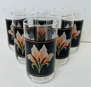 Bicchieri in vetro vintage Libbey MCM Peach Iris usati in ottime condizioni D5 - Foto 1 di 6