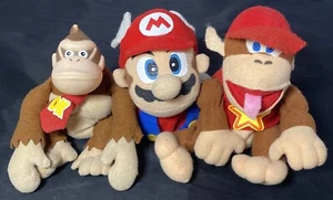 1997 N64 MARIO Plush NINTENDO COLLECTIBLES Diddy Kong BD&A + Donkey Kong Plush - Picture 1 of 15