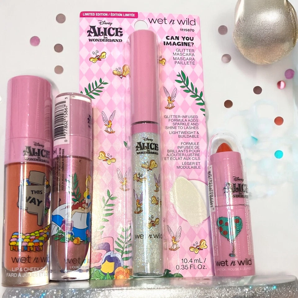 Wet n Wild Alice in Wonderland Glitter Mascara Lipstick Liquid Eyeshadow Cheek - Image 1 of 1