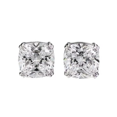 Solid 925 Sterling Silver 9x9mm Carbon Stone Square Stud Earring IE25 - Image 1 of 4