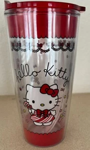 Sanrio Hello Kitty Christmas Red Candy Cane Plastic Tumbler with Slider Lid - Picture 1 of 7