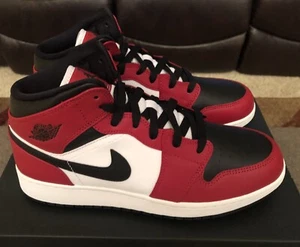Deadstock Nike Air Jordan 1 Mid Chicago Black Toe Größe 7Y GS DS 7 Y - Bild 1 von 12