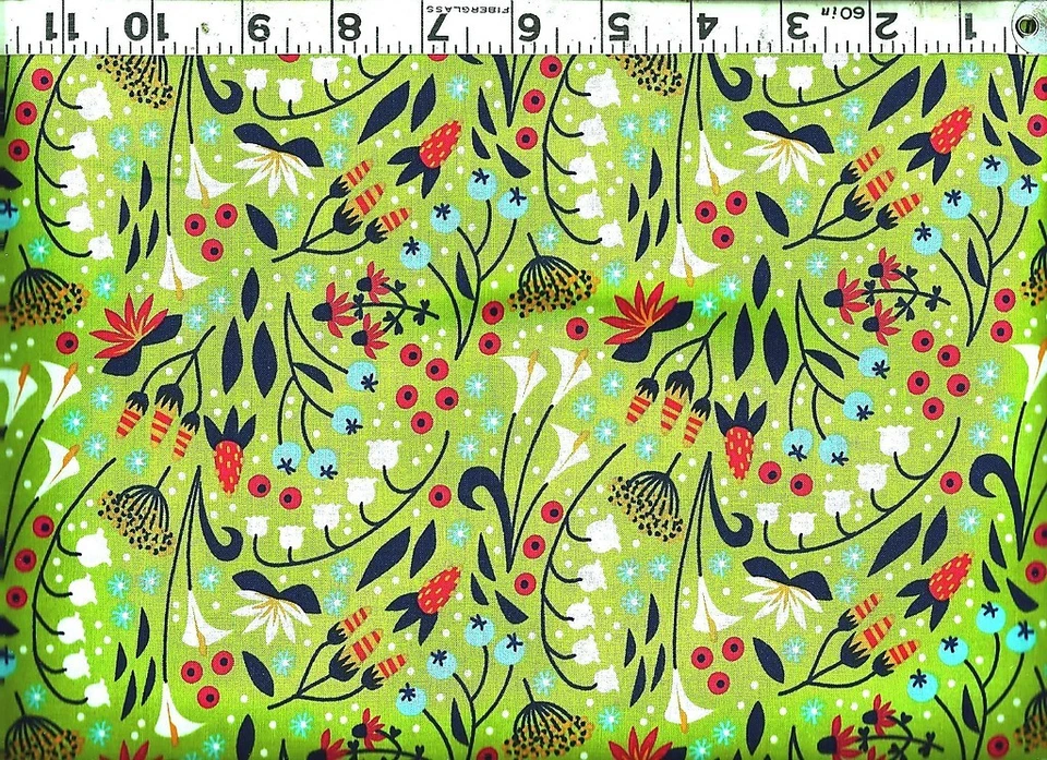 Timeless Treasures ~ Tela de edredón floral de calicó verde samarra 100 % algodón por comprar Foto 1 de 1