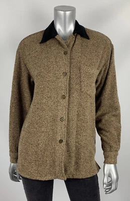 J.McLaughlin вязаная куртка 4 хаки коричневый 100% шерсти воротник кнопка спереди мягкий - Изображение 1 из 4