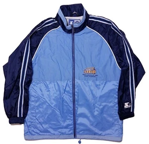 Vintage STARTER 1999 Miami Super Bowl 33 Jacket Broncos Falcons Blue Large L - Bild 1 von 11