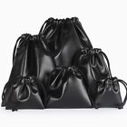 Toys Jewelry Storage Bag Drawstring Pouch Multi-function Black Faux Leather