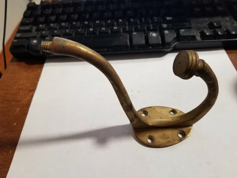 Vintage Metal Brass Double Hat Coat Robe Towel Hook Cover