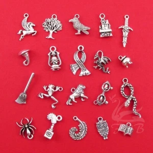 Harry Potter Themed Charms Set - 20PCs Mixed Silver Plated Hogwarts Collection - Picture 1 of 4