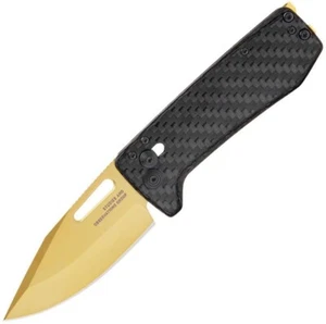 NEW SOG 12-63-02-57 Ultra XR Knife Black Carbon Fiber and Gold S35VN Stainless - Picture 1 of 2
