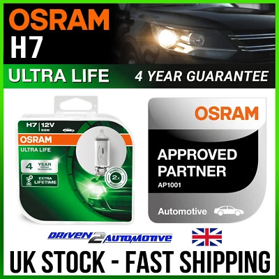 2x H7 OSRAM ULTRA LIFE BULBS FOR AUDI A4 Avant 8K5, B8 2.0 TDI 11.11- - Image 1 of 4