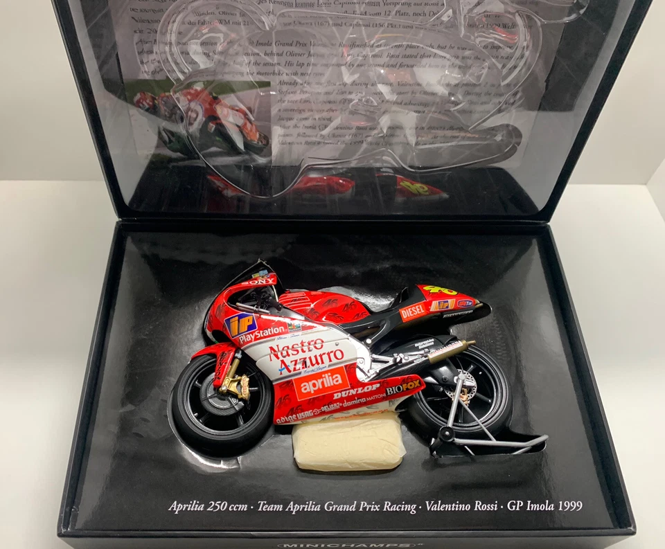 MINICHAMPS 1/12 VALENTINO ROSSI 1999 APRILIA RS 250 GP IMOLA DIECAST MODELLINO - Immagine 1 di 3
