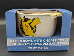 Pokemon Pikachu Cerámica Ramen Cuenco con Palillos 20z Apto para Lavavajillas NUEVO - Imagen 1 de 2