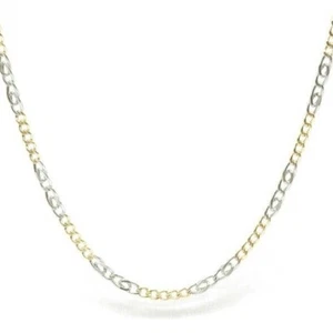 18K TWO-TONE GOLD CHAIN 20.1” - ITALIAN GOLD CHAIN - HANDMADE - Picture 1 of 8