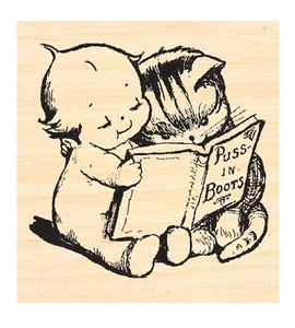 P137 Kewpie and kitten rubber stamp - Picture 1 of 1