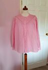 M&S SIZE 16 Pink Pleated Cotton Blouse With Long Balloon Sleeves