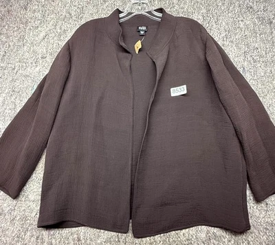 Chaqueta Blazer Eileen Fisher Marrón Texturado Profundo Mezcla Seda Frente Abierto Talla L Nueva con Etiquetas Foto 1 de 4