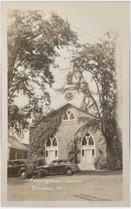 Postal Brandon VT-Vermont Iglesia Congregacional 1949 vista frontal RPPC - Imagen 1 de 2