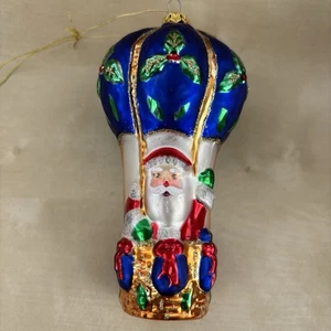6" Glas Weihnachtsschmuck Weihnachtsmann Heißluftballon groß - Bild 1 von 10