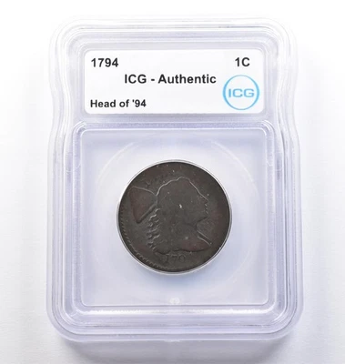 1794 Flowing Hair Large Cent Head Of 94 Authentic ICG *2467 - Image 1 of 3