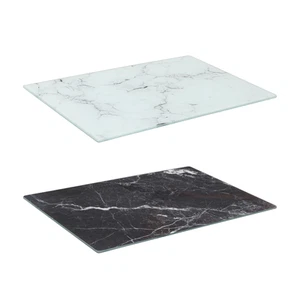 1x Rectangle Glass Chopping Board 30cm x 20cm Marble Kitchen Worktop Saver - Picture 1 of 14