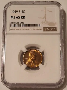 1949 S Lincoln Wheat Cent MS65 RED NGC Toning - Picture 1 of 2