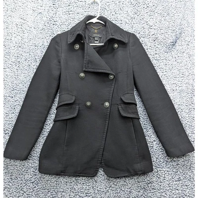 MNG Mango Double Breasted Jacket Size XS Preppy City Pea Coat Black - Image 1 of 4
