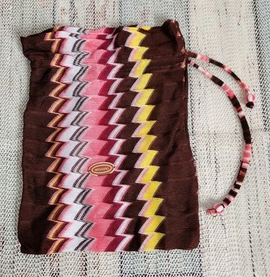 MISSONI small drawstring closure pouch zigzag pattern bag multicolor fabric  - Image 1 of 4