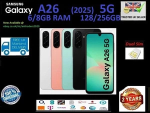 New Samsung Galaxy A26 Smartphone 5G 6GB 8GB Ram 128GB 256GB Unlocked - Picture 1 of 7