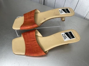 Vintage PAUL MAYER Moods Vero Cuoio Leather Kitten Heels Spain Size 7 Orange Y2K - Picture 1 of 5