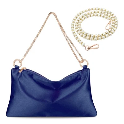 Bolso de noche satinado para mujer Bolso sin asas Cartera Bolso de mano para mujer Boda Azul (satinado) Foto 1 de 4