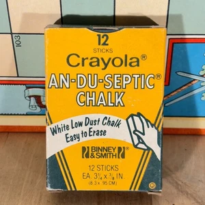 80s Crayola USA Binney & Smith No. 1400 White An-Du-Septic Chalk 12 Stick Box - Picture 1 of 9