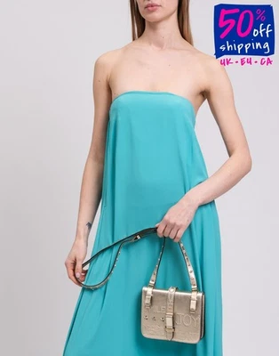 RRP€640 RED VALENTINO Metallic Leather Crossbody Bag Studded Adjustable Strap - Image 1 of 4