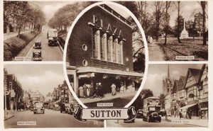 Vintage Sutton Postkarte Plaza Angel Hill High Street Manor Park Cheam Road - Bild 1 von 2