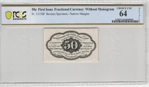 First Issue 50 Cent Fractional Currency Reverse Specimen PCGS Ch UNC 64 Details - Picture 1 of 2