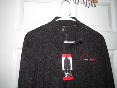 NWT New SPYDER ACTIVE Women's Medium Black Gray Fleece Pullover 1/2 Zip Thumbhol - Image 1 of 4