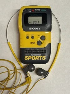 SONY FM/AM Walkman Sports Yellow Radio SRF-M70 w/Clip & original Headphones - Picture 1 of 11