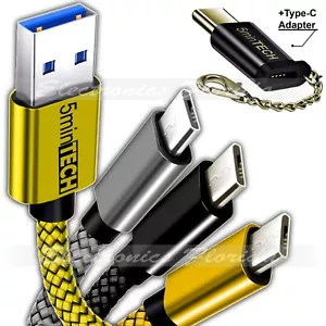 3 pack of Micro USB Braided Cable + Type C Adapter (Sync Charger Charging Cord) - Picture 1 of 5