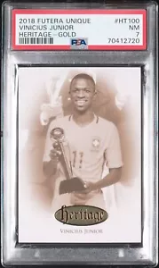 Vinicius Junior Rookie 2018-19 Futera Unique Heritage GOLD 09/23! RC #100 PSA - Picture 1 of 4