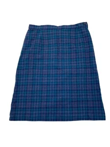 Vintage Pendleton Pencil Skirt Women’s 14 Wool Plaid Blue Librarian Academia - Picture 1 of 6