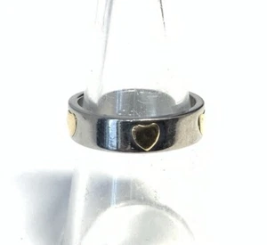 Milor Yellow Gold 14K & Stainless Steel Heart Band Ring Size 6.75 IU68 - Picture 1 of 8