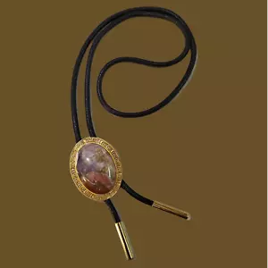 Purple Chalcedony Bolo Tie - Unisex Necklace - Western Cowboy - Picture 1 of 7