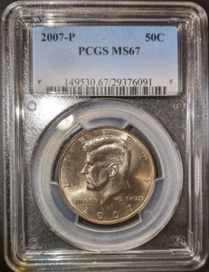 2007-p PCGS ms-67 Kennedy Half Dollar True Business Strike Incredibly PQ Premium - Picture 1 of 2